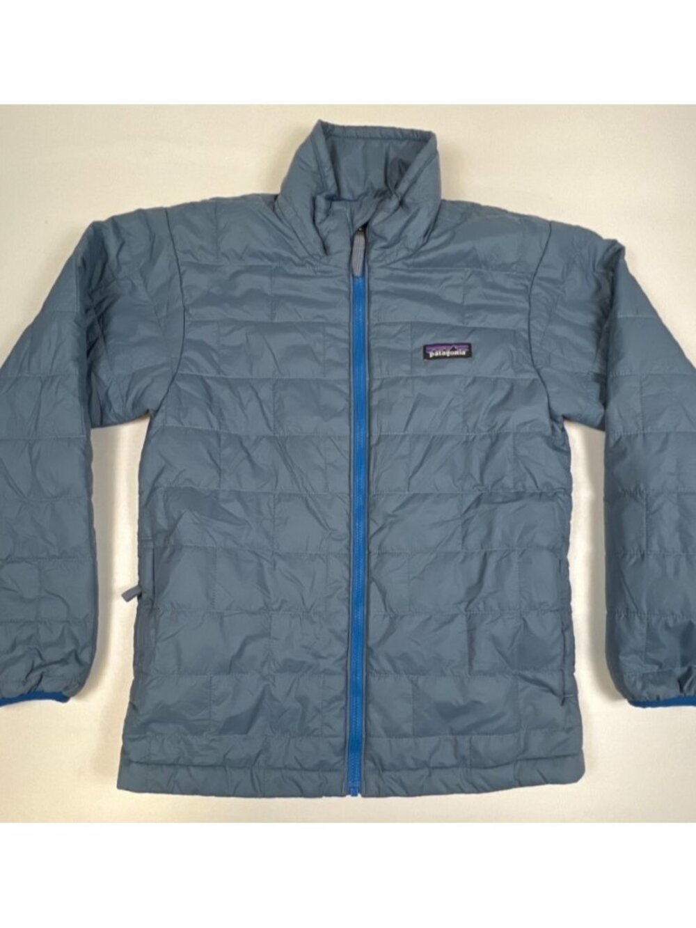 Patagonia Kids Sz 10 M Nano Puff Jacket Forge Grey Full Zip Primaloft Insulated